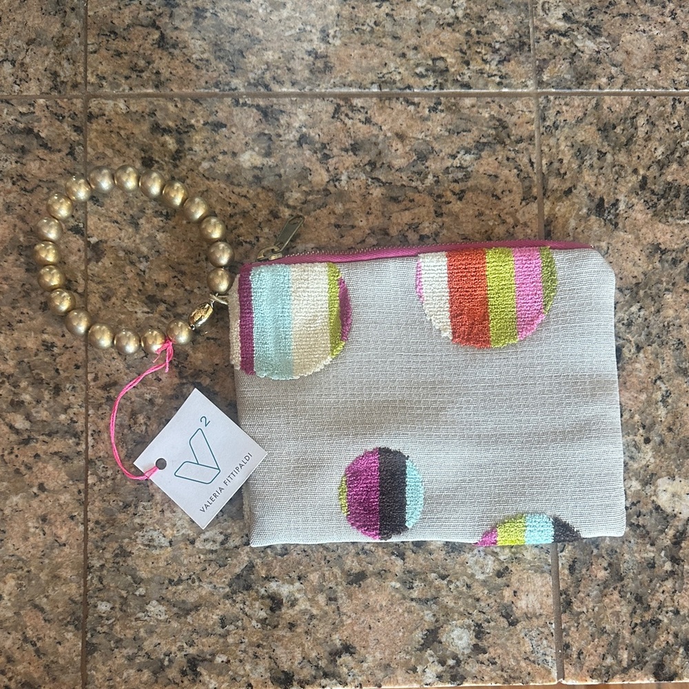 Colorful Polka Dot Wristlet with Beaded Strap